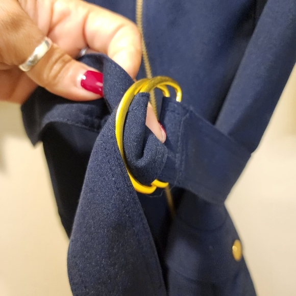 SHARAGANO Women's Navy Blue Zip up 4 pockets fitted dress size 4 - Picture 6 of 10